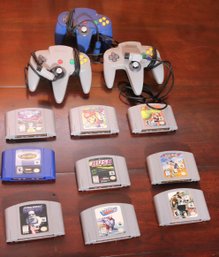 Nintendo 64 Games And Controllers Includes Mario Party, Blitz, Tony Hawk Pro Skater, Mario Tennis, Star Wars