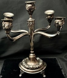 Sterling Silver Vintage 4 Arm Footed 5 Candle Twisted Candelabra