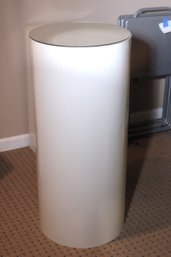 Tall Round Top Formica Clad Pedestal With Mirror Top.
