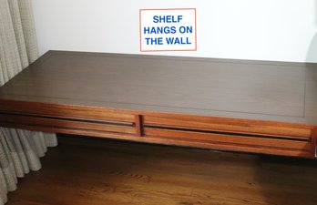 Vintage MCM Formica Hanging Wall Shelf With 2 Drawers For Storage!