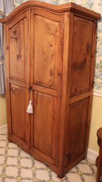 Vintage Rustic Knotty Pine Wood Armoire