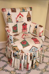 Cut Little Custom Vanity Chair With Custom Birdhouse Fabric