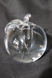 Signed Glass Apple Paperweight