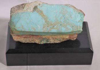 Beautiful Chunk Of Aragonite Or Variscite On Black Base With Polished & Rough Surfaces