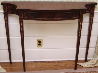 Fancy Vintage Hepplewhite Mahogany Console Table With Stenciled Detailing