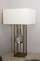 Arhaus Architect Table Lamp, With Hanging Crystal Ball And Brass Finish. Nice!