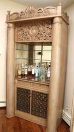 Vintage Pickwick Finely Carved Wood Bar Cabinet