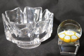 Orrefors Crystal Bowl Includes Smaller Paperweights