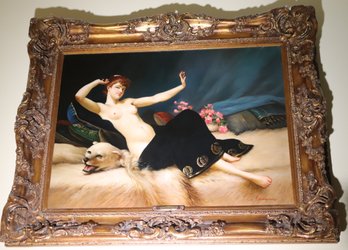 The Spanish Courtisan By Charles Spencer 1980 Large Nudist Painting Approx. 52 X 42 Inches