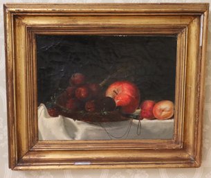 Antique Still Life Painting Of Ripe Tree Fruit
