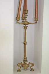 Tall Neoclassical Style Bronze Candelabra With Lions Heads
