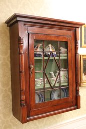 Antique Georgian Mahogany Hanging Display Cabinet, Contents Not Included