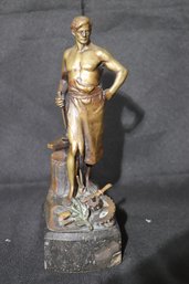 Vintage Paul Ludwig KOWALCZEWSKI (1865-1910) Blacksmith In Bronze With Brown Patina