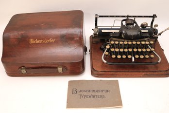 Antique Blickensderfer Stamford Connecticut Typewriter With Original Hardwood Case & Manual