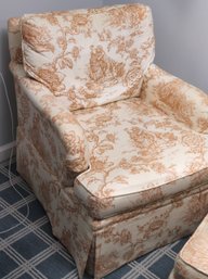 Beacon Hill Custom Toile Fabric Upholstered Arm Chair With Ottoman