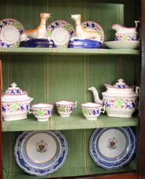 Vintage/antique Tea Set Including A Kettle, Sugar Dish, Creamer, Dessert Plate, Cups And Saucers