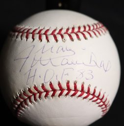 Juan Marichal HOF 1983 Autographed Rawlings Baseball With Reggie Jackson COA 32683