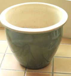 Large Glazed Turquoise Green Ceramic Planter