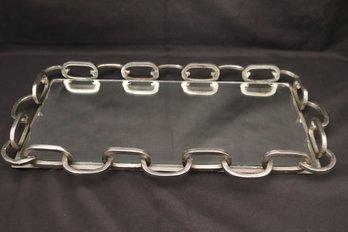 Mirrored Tray With Chain Link Border