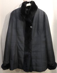 Black Coat/jacket With A Sheared Mink Liner Approximate Size 10