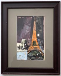 French Artist Louis Cane Modern Gouache Painting With The Eiffel Tower.