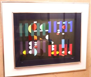 Attributed To Yaakov Agam Silkscreen On Acrylic Signed & Numbered Night Over Jerusalem In Double Frame