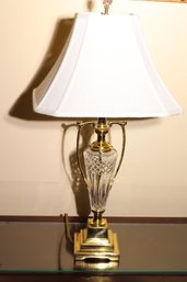 Fancy Brass And Crystal/glass Bedside Table Lamp With A Cute Crystal Finial Accent