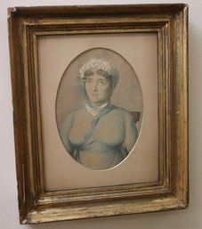 Antique Framed Portrait Watercolor Painting