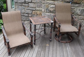 Outdoor Cast Aluminum Patio Furniture Includes 2 Chairs And Side Table