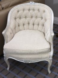Curved Back Louis XV Armchair With Silver Leaf And Velvet.