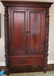 Ralph Lauren Safari Collection Mahogany Armoire Dresser Measures Approximately 56 W X 26 D X 86 Tall.
