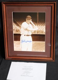 Johnny Mize Autographed And Framed Photograph With COA From Sports Collectors Inc.