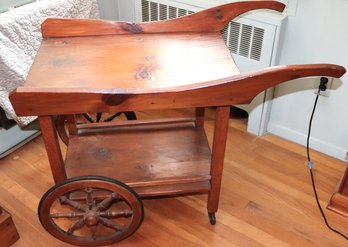 Vintage Hand-crafted Wood Serving Cart