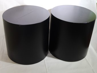 Pair Of Modern Round Black Side Tables/ Stools / Pedestals From Intrex- Habitat International