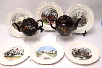 Hand Colored Historical Plate Set By Delano Studios Includes Bethpage Village Restoration And More.