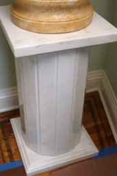 White Marble Pedestal With Fluted Column