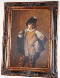 Cavalier Portrait Painting Signed By Stanford In An Ornate Frame