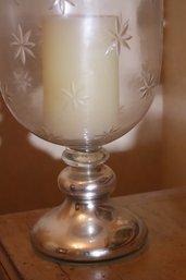 Tall Etched Hurricane Candle Holder