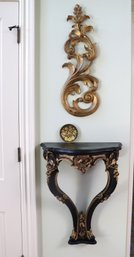 Ornate Gothic Baroque Floating Wall Shelf, With Wall Dcor And Small Metal Plate
