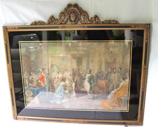 Vintage Print Of Napolean And Josephine In The Salon At Mamaison In Ornate Carved Wood Frame