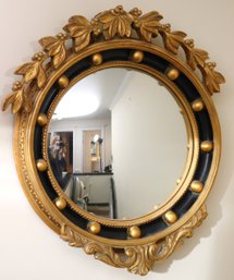 Federal Style Ebonized And Gilt Finished Round Wall Mirror