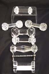 Collection Of Vintage Glass & Crystal Knife Holders Includes A Signed Piece From Lalique