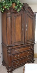 Large Media Armoire Separates Into Two Pieces For Removal