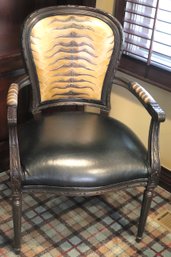 Ethan Allen Louis XV By Style, Leather Armchair With Crocodile Print Seat