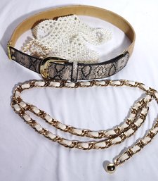 Womens Belts Approx. Size 34 To 36 Includes A Chanel Style Like Belt And One Snake Style Belt By WCM New York