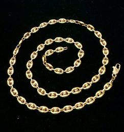 14K YG 24  INCH GUCCI STYLE LINK NECKLACE - SIGNED, ITALY