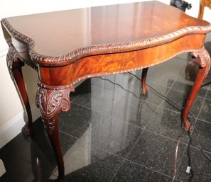 Carved Wood Drop Leaf Table With Carved Claw Feet
