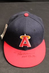 Rod Carew California Angels Autographed Baseball Cap Hall Of Famer 1991