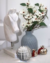 Assorted Home Decor Includes Stone Horse Sculpture And Orb