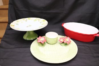Kitchen Decor Including Dish By The Manelion Made In Italy, Robin Dodge Cake Dish And Serving Dish By BIA